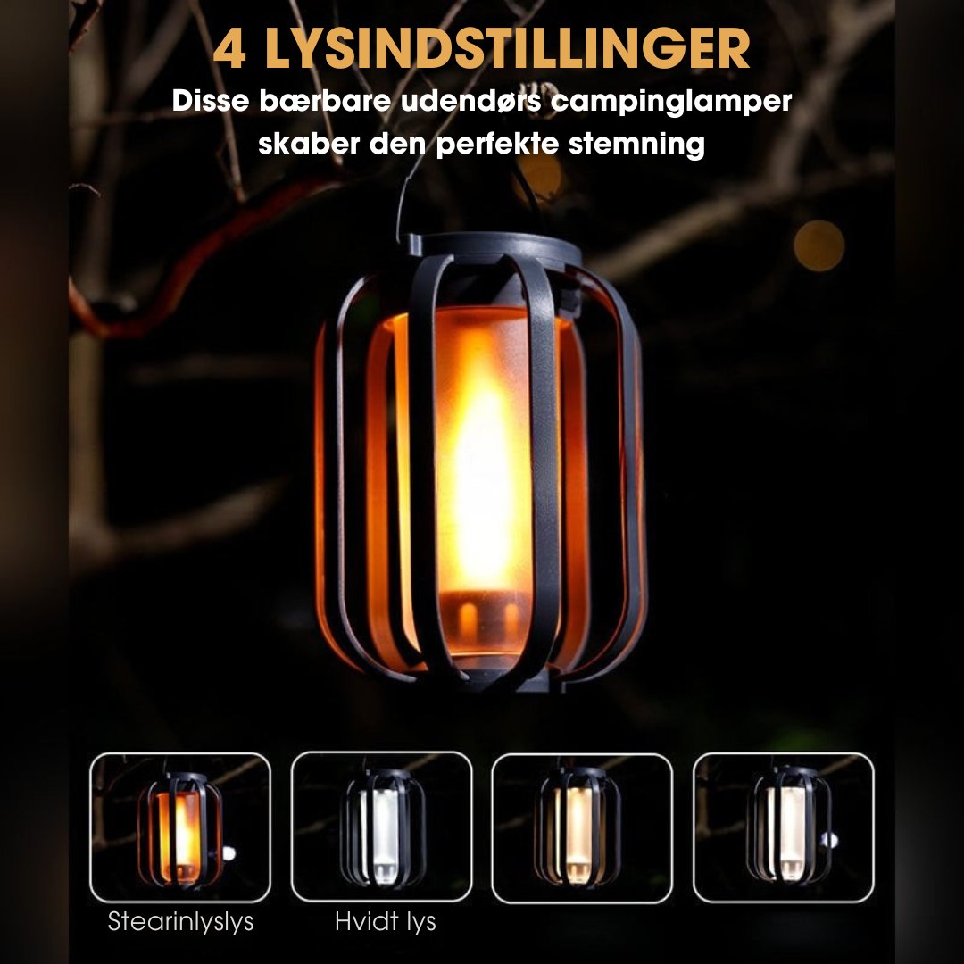 FlameGlow™ - Lampe med realistisk flammeeffekt – Opladelig via USB & solenergi