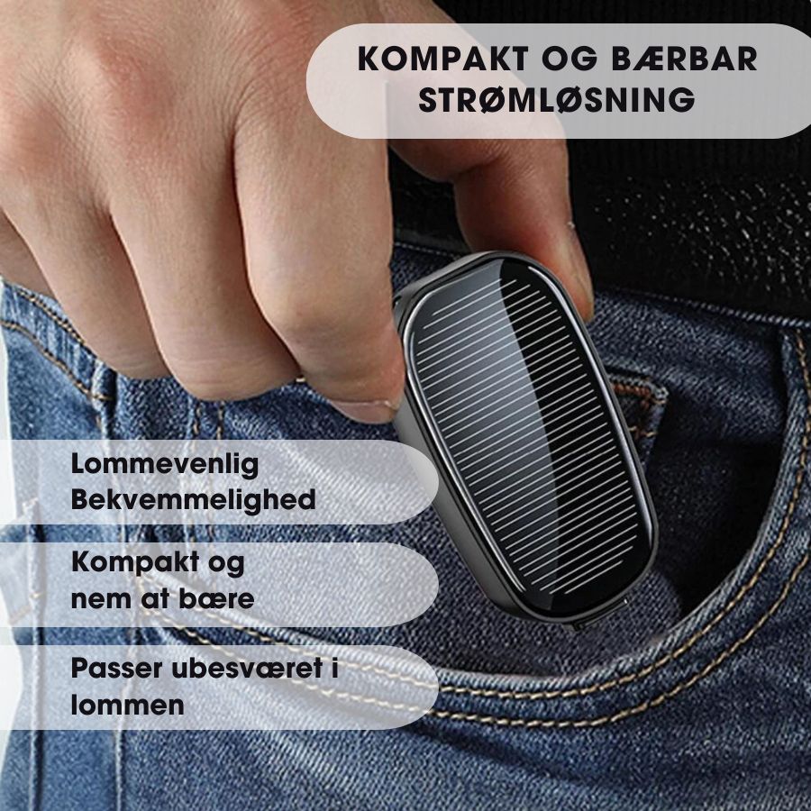 SolarKey® - 1200mAh solar nøglerings powerbank