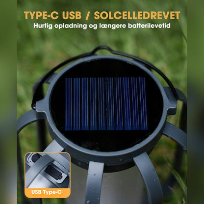 FlameGlow™ - Lampe med realistisk flammeeffekt – Opladelig via USB & solenergi