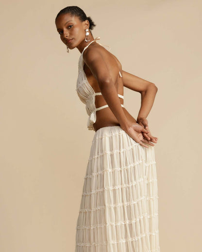 Sæt Jeanette | Haltertop + Nederdel – Let & Åndbar