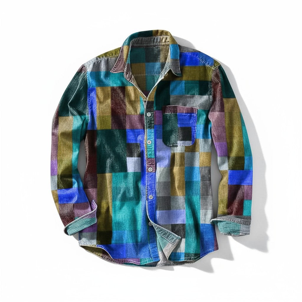 Sønder | Vintage Skjorte med Regnbuemønste