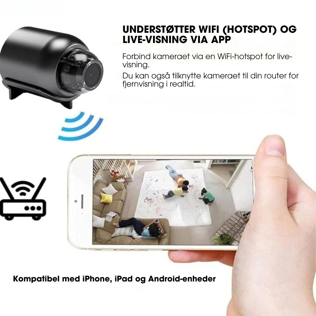 NanoGuard™ – Mini-sikkerhedskamera med nattesyn og advarsler