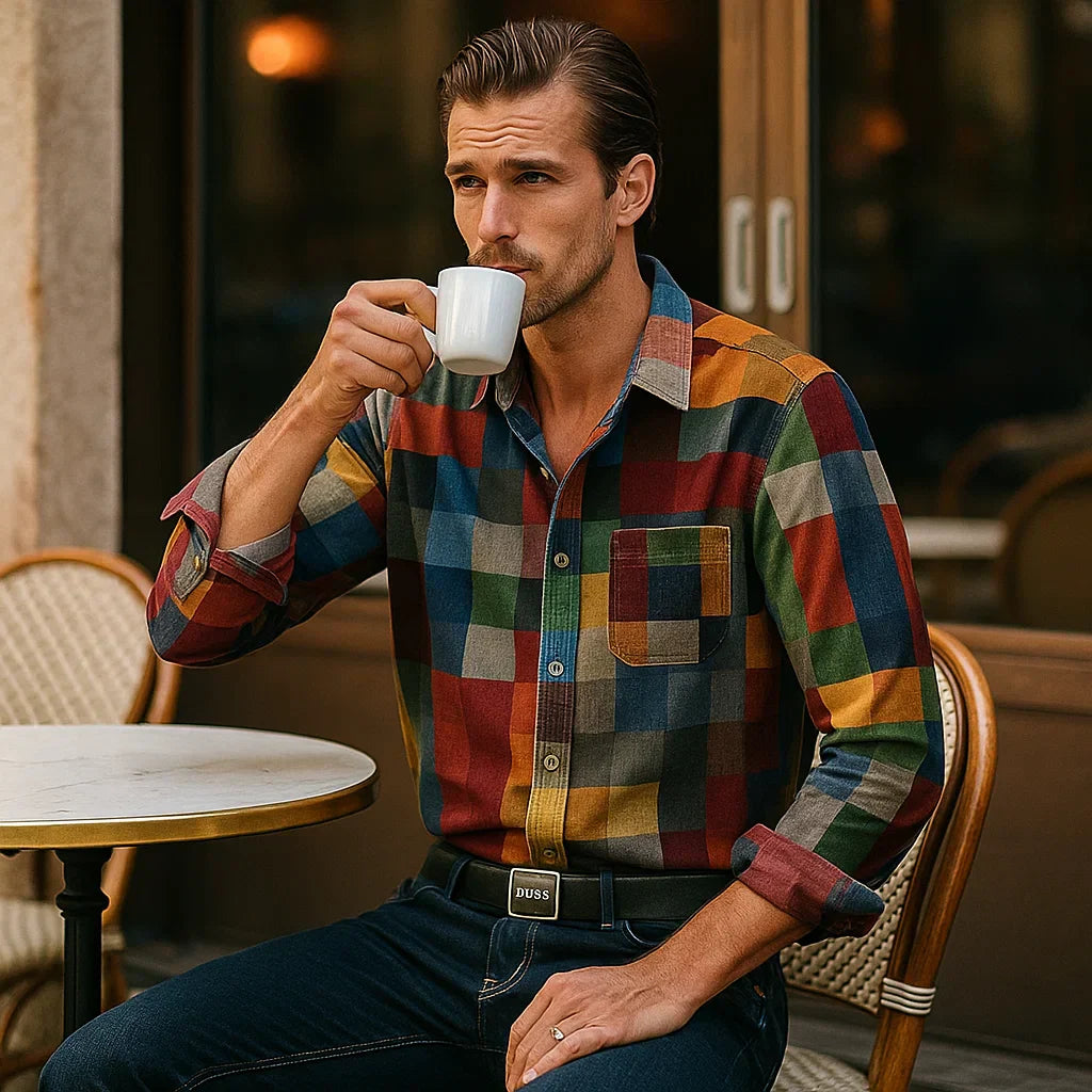 Sønder | Vintage Skjorte med Regnbuemønste