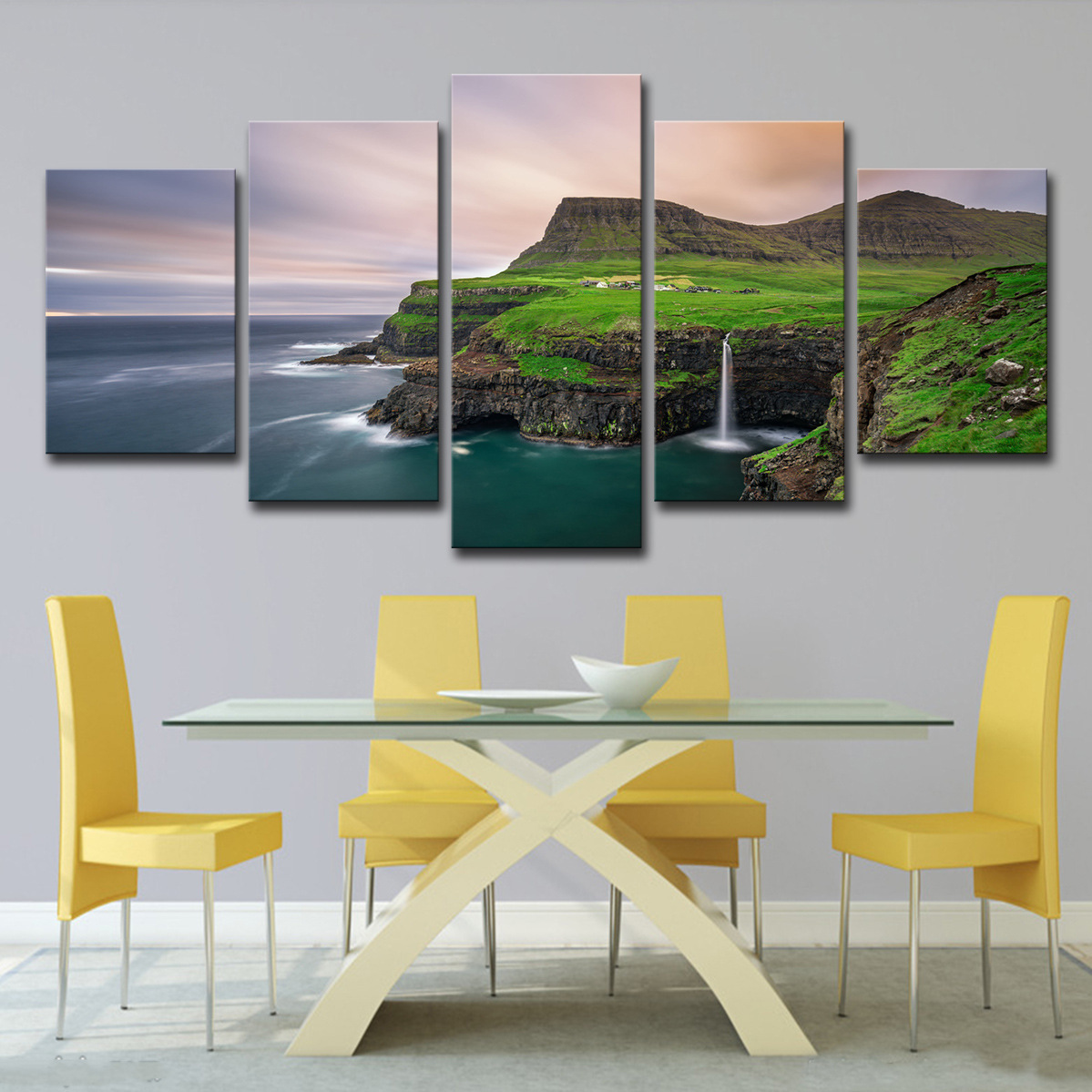 5 Stykker Lærredskunst Naturlig Ocean