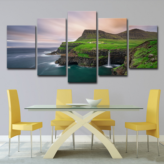 5 Stykker Lærredskunst Naturlig Ocean