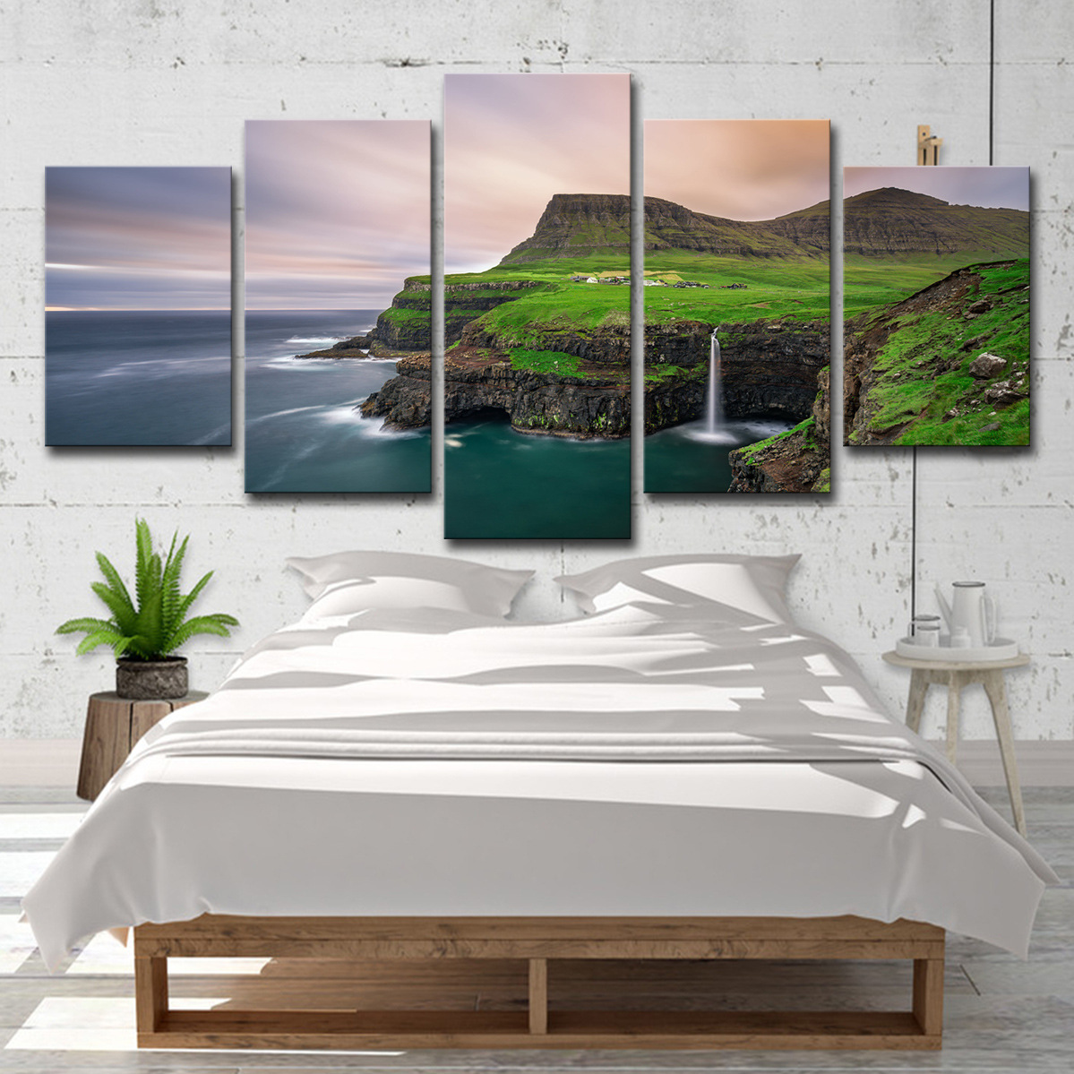 5 Stykker Lærredskunst Naturlig Ocean