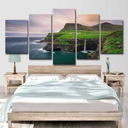5 Stykker Lærredskunst Naturlig Ocean