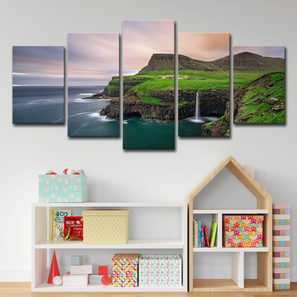5 Stykker Lærredskunst Naturlig Ocean