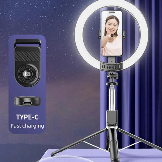 LED ring light med tripod og fjernbetjening
