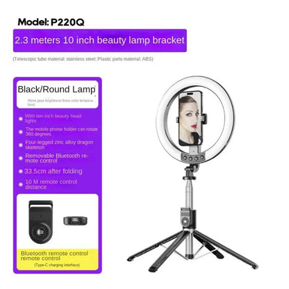 LED ring light med tripod og fjernbetjening